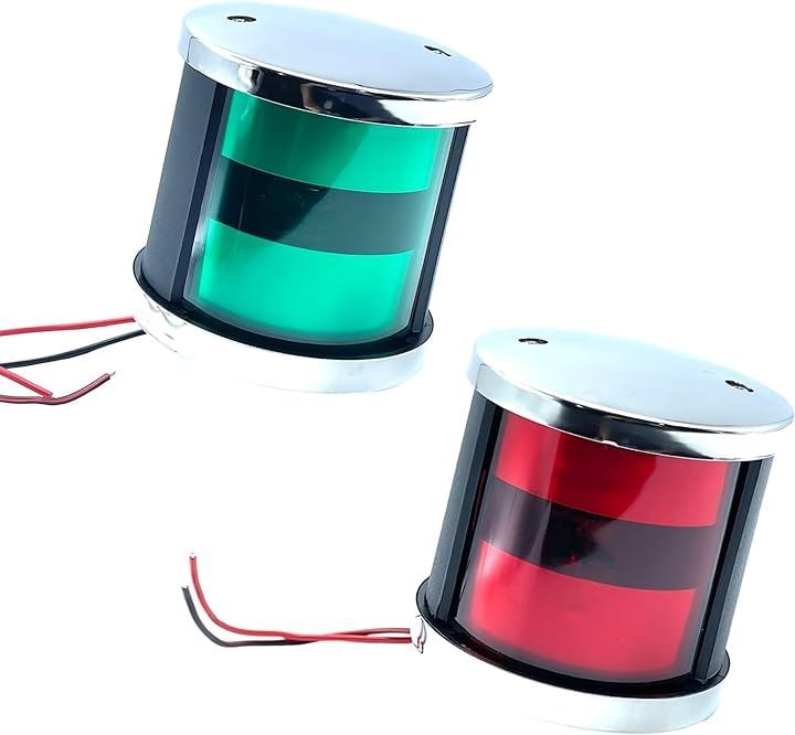 LED 汎用 航海灯 白灯 アンカー ライト 停泊灯 舷灯 12V 24V ボート ヨット 船 漁船 小型 ナビゲーション 左右セット( 左右(赤・緑))