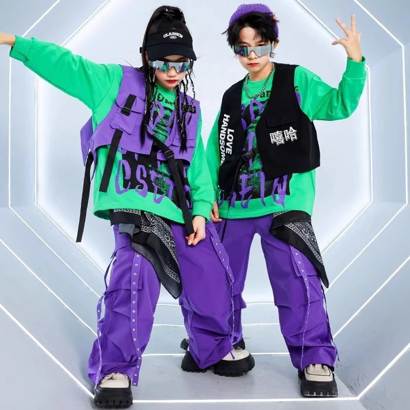 子供のhiphopの街のダンスの公演服の男の子のヒップホップベストのスーツの子供の揚げた街の潮の女の子のジャズのダンスの服装