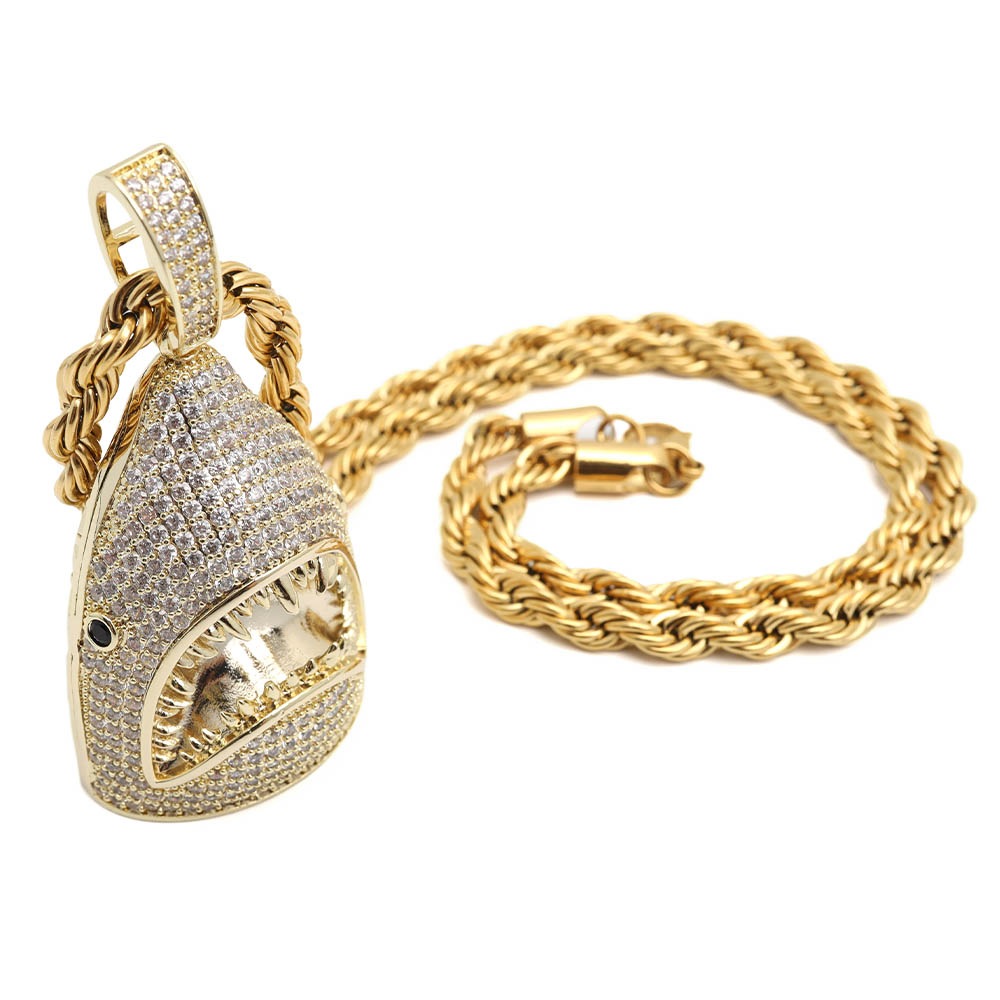 サメネックレス パヴェ [n432-gold]