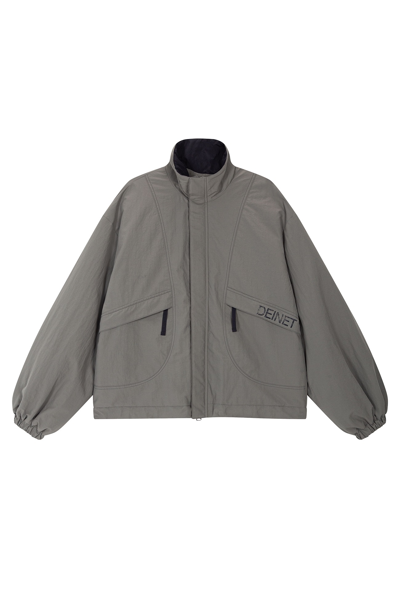 【DEINET】 HIGH COLLAR BOMBER JUMPER : KHAKI