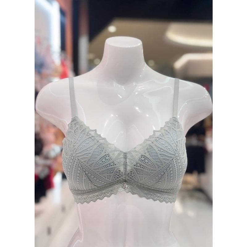 [スターフィールド高陽] ラブリーハートモチーフ ジャカードレース ノンワイヤー フルカップ ブラ ジェイドグリーン BR582