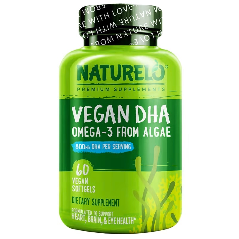 NATURELO, ヴィーガンDHA海藻由来オメガ3400mg植物性ソフトジェル60粒