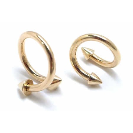 K14 スパイラルバーベル 14G 14金 スパイラル コーン ツイストバーベル 14ゲージ ボディピアス 本物の金 イエローゴールド メンズ レディース 軟骨 ヘリックス 14k-spc14