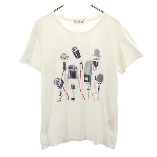 日本製 プリント 半袖 Tシャツ S ホワイト系 メンズ