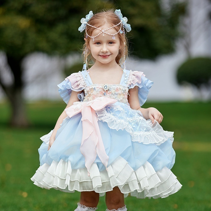 プリンセスベストドレス ショートスリーブ 誕生日パーティードレス 子供用 ロリータ ハロウィン クリスマス