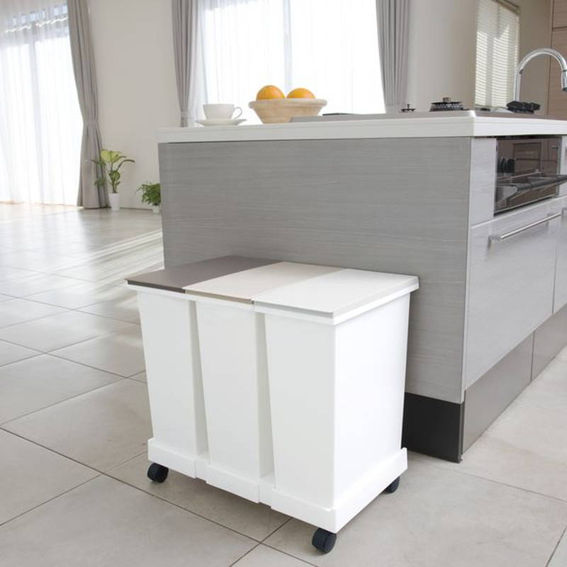 ダストボックス 20L 3個セット キャスター台座付き 分別ゴミ箱 資源ごみ 3分別 蓋付き ごみ箱 キッチンペール