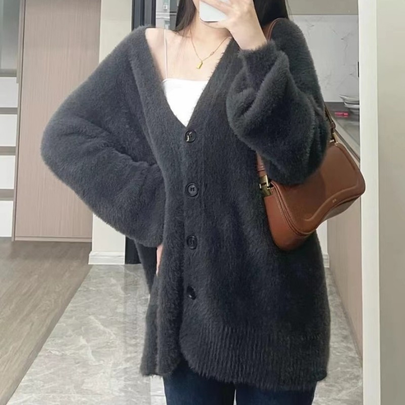 【予約】ニットカーディガン ニットコート カーディガン レディース もこもこ 春 秋 冬 ゆったり ドルマン 体型カバー ニット