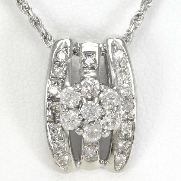 K14 14金 WG ホワイトゴールド ネックレス ダイヤ 0.32 約45cm ジュエリー 中古