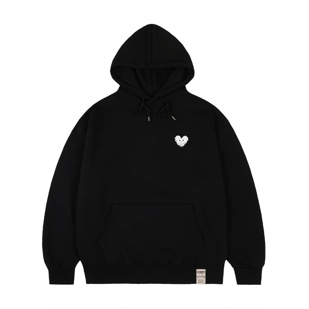 グレイバースモールクラウドハートスマイルパーカーブラック