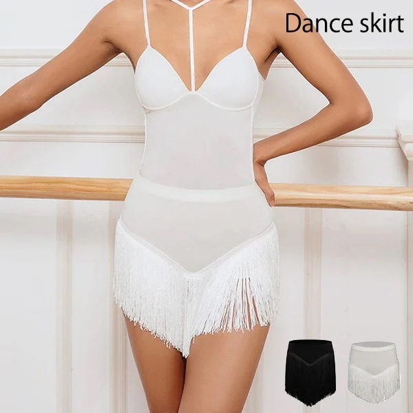 社交ダンススカート ダンススカート ダンスウェア スカート タイトスカート 透け感あり ゴムスカート 練習着 レッスン用 ラテン フリンジ レッスン着 フリル 社交ダンス レディース ウェア 競技着