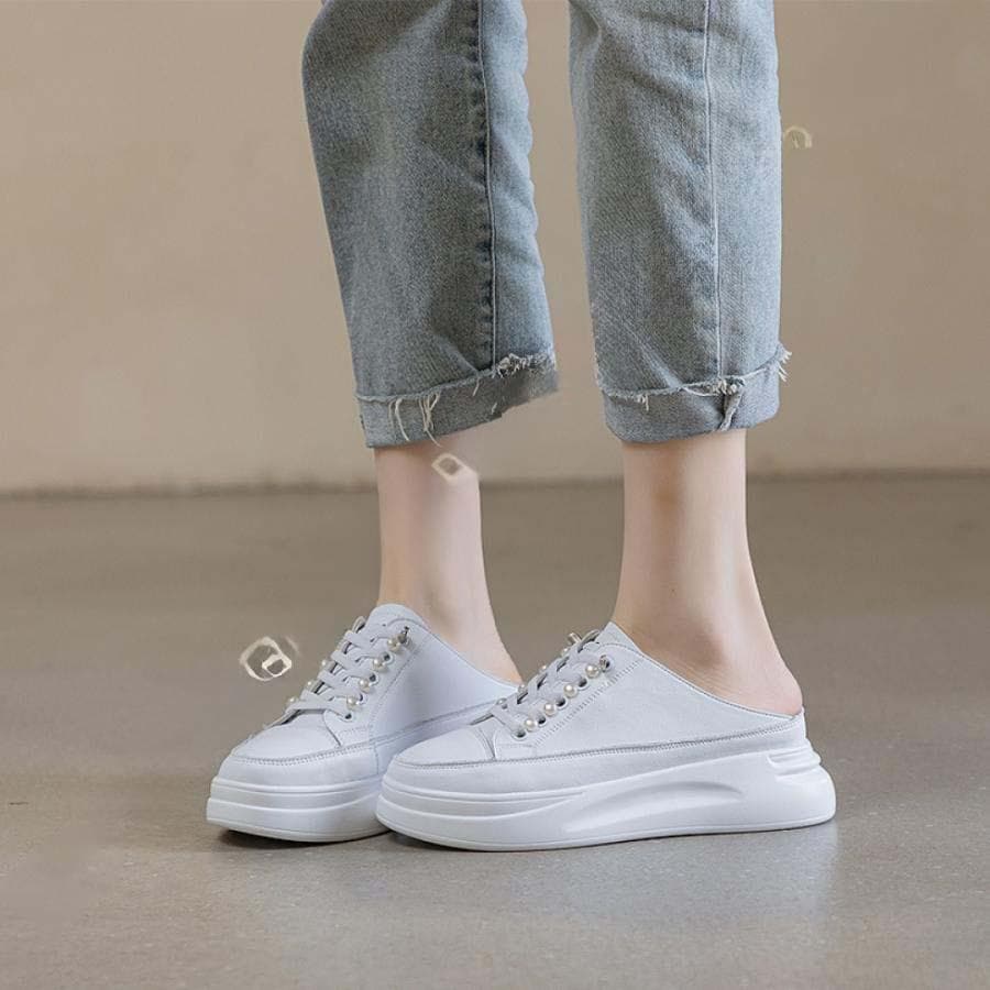 2025新品 数量限定 厚底スニーカー レースアップ スリッポン かかとなし 無地 美脚 身長アップ 6cmヒール レディース 黒 白 おしゃれ 履きやすい クッション性 ウェッジソール 短納期