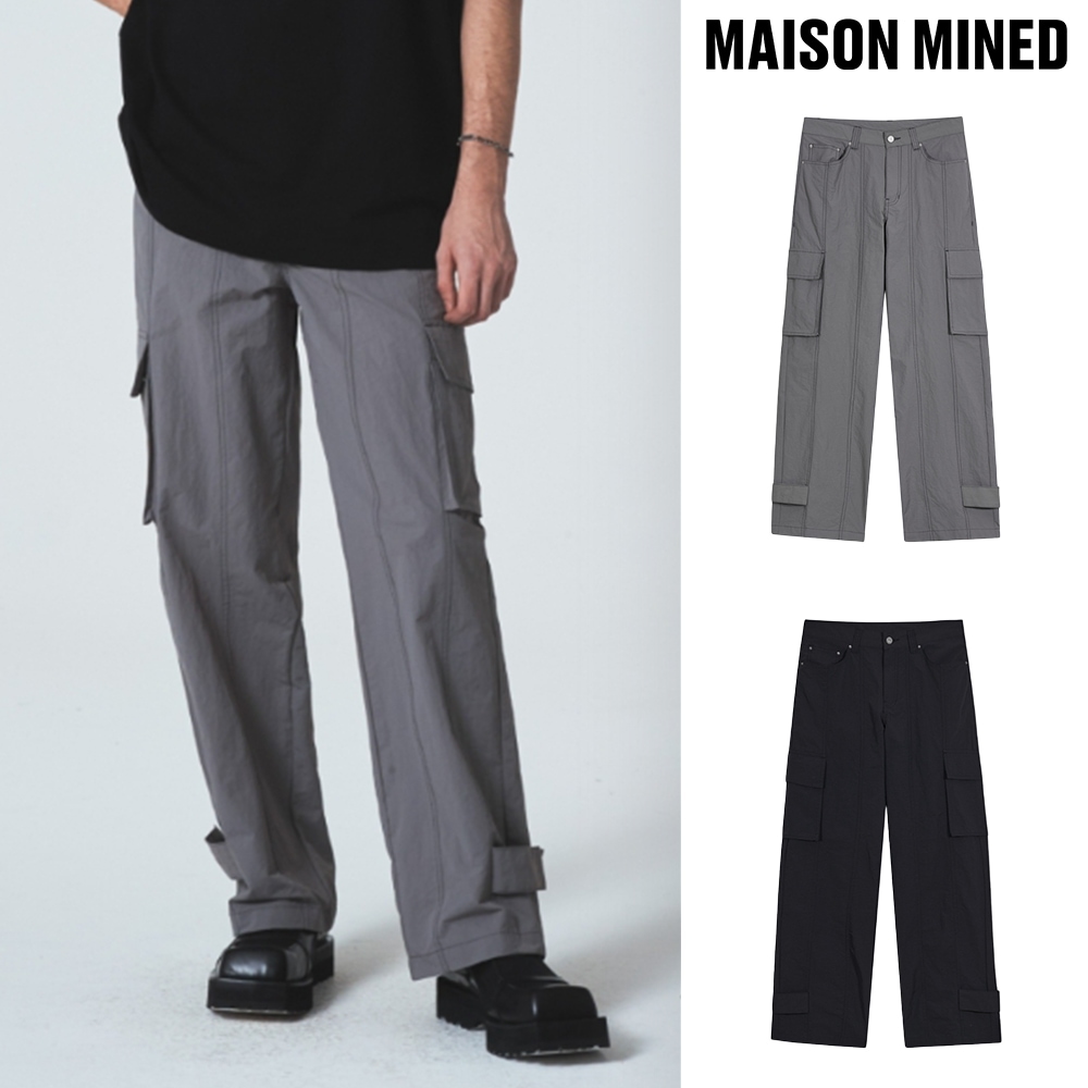 【MAISON MINED】 HEM BUTTON UTILITY CARGO NYLON PANTS