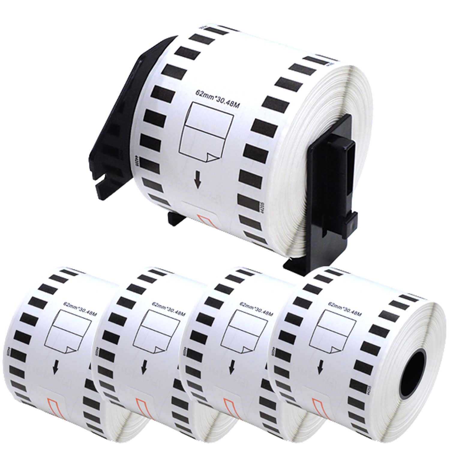 ブラザー用 ピータッチ DKテープ (感熱紙) DK-4205 互換品 再剥離 長尺紙テープ(大) 白 62mm×30.48m 5個セット+ホルダー1個