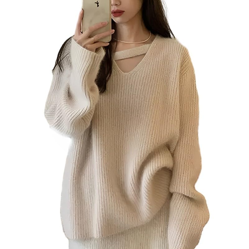 ニット セーター レディース カットソー トップス Vネック 長袖 無地 プルオーバー 柔らか シンプル 体型カバー 着痩せ 厚手 ファッション カジュアル 通勤 秋 冬