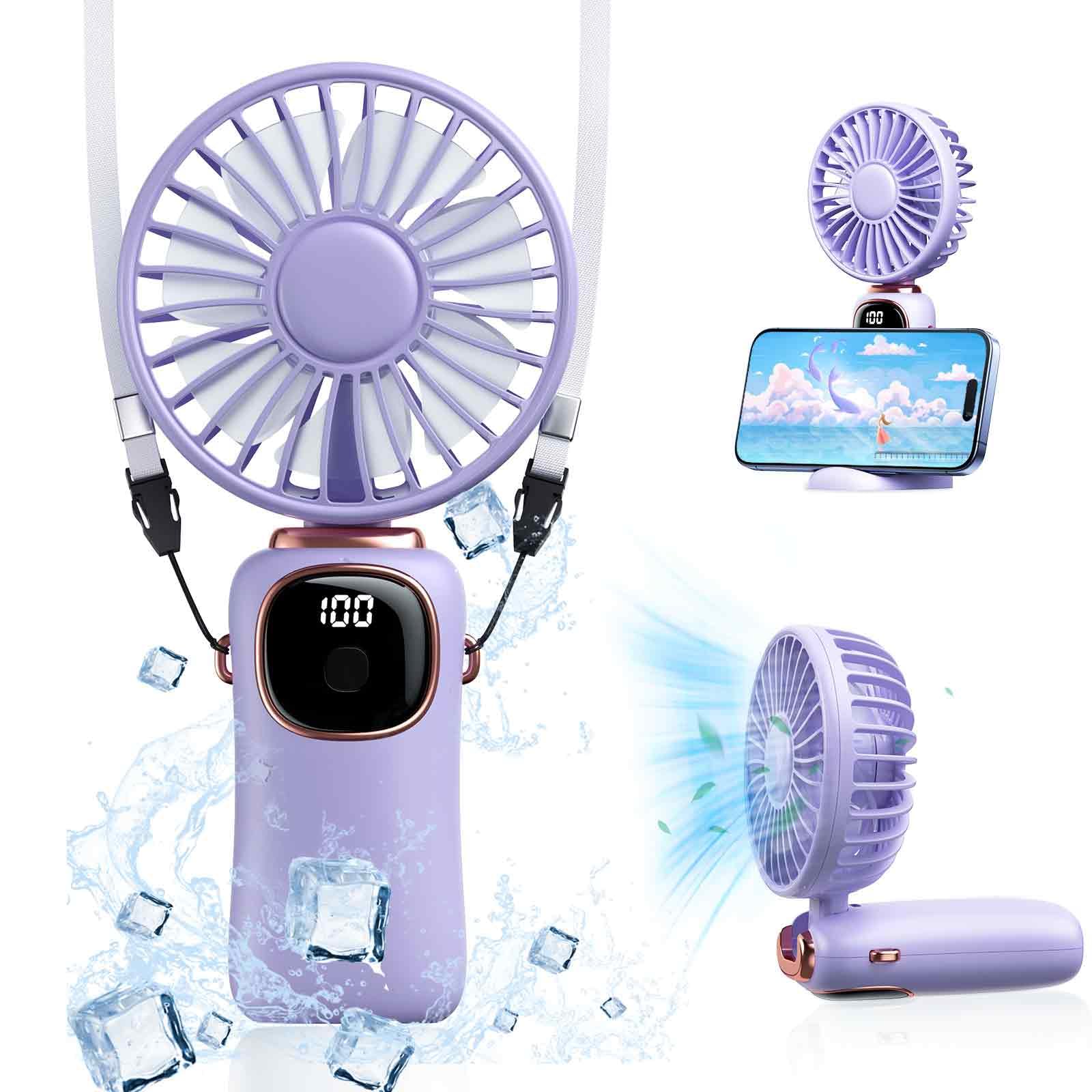 ハンディファン【2025・業界革新設計・3way使用・折り畳み】 強力 人気 携帯扇風機 小型 手持ち/首掛け/卓上 USB充電式 最大20時間動作 5段階風量調整 7枚羽根 大風量 静音 ミニ扇風機