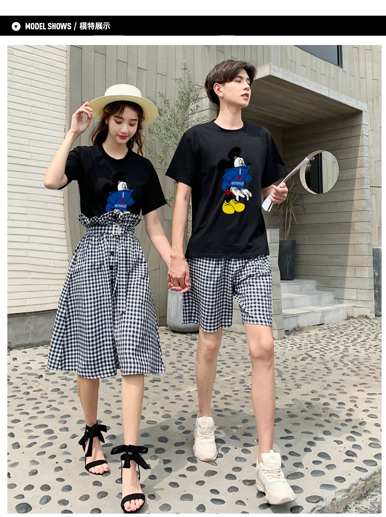 Sale韓国ファッション綿100 ミッキーtシャツ 可愛いミッキープリント韓国ファッション ペアルックカップルtシャツ メンズ Tシャツ ディズニー 旅行お揃い