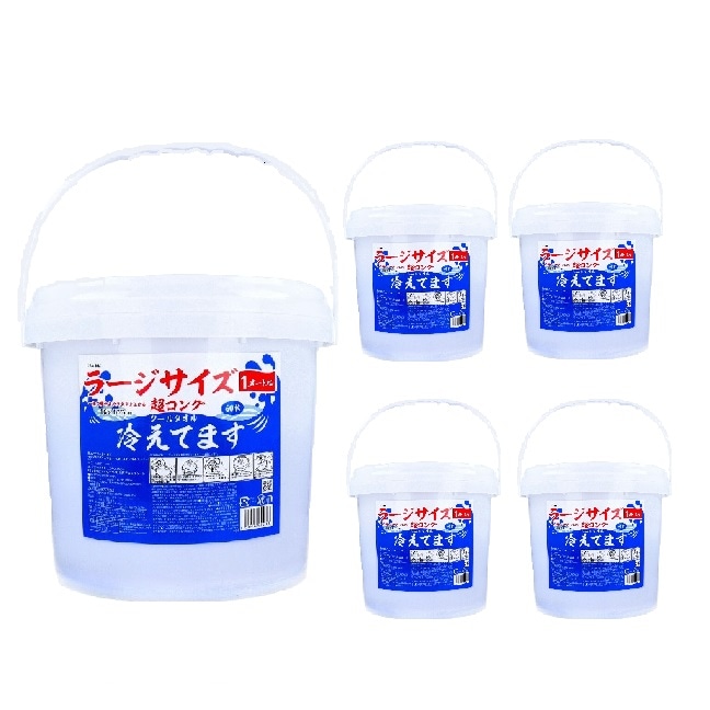 クールタオル 冷えてます iiもの本舗　バケツ６０枚入り５個セット 厚手 16×100 超ロングシート　冷感 さらさらパウダー
