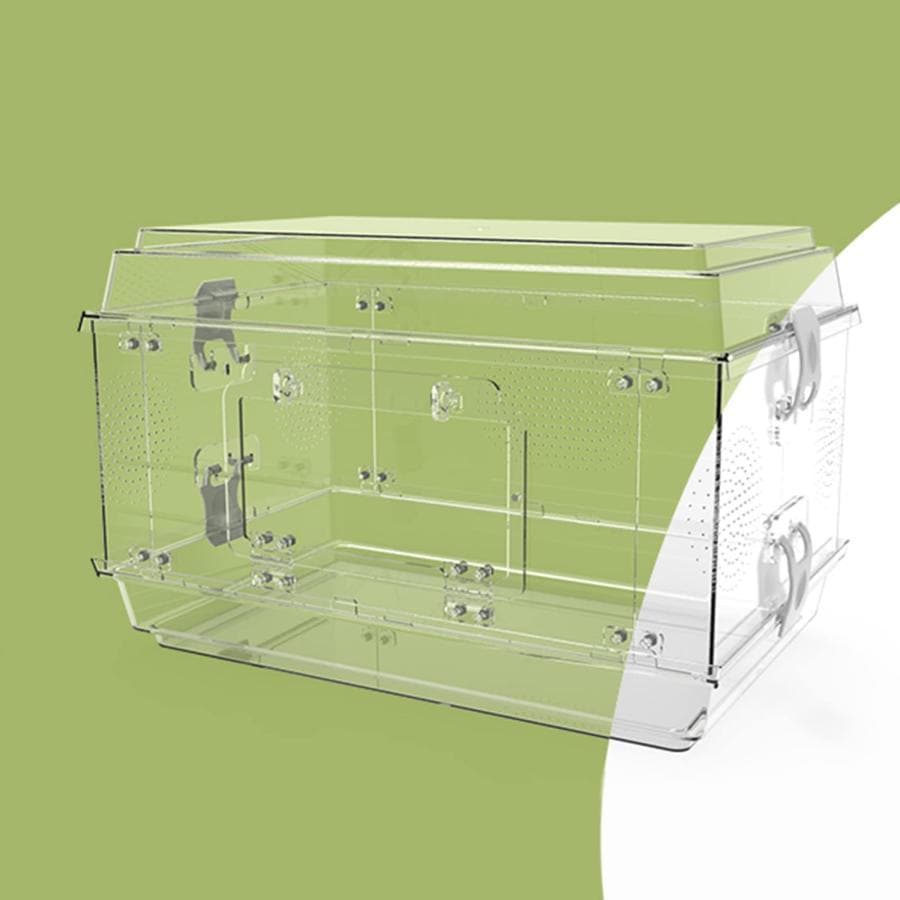 ケージ 爬虫類 飼育ケージ透明グレー アク通気性に 爬虫類の飼育器透明両生類用リザードペット生息地通気ケージ 給餌箱昆虫飼育ケース 透明トカ