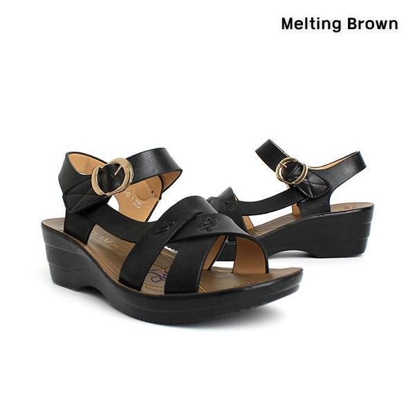 女性 デイリー ストラップ サンダル ミドルヒール 2color