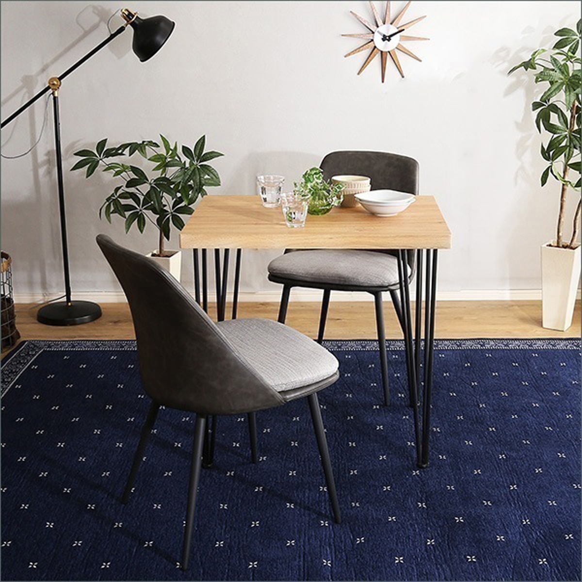 ダイニングテーブルセット テーブル チェア 2人掛け スチール脚 オシャレ 3点セット カフェ