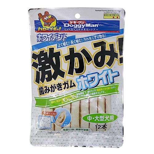 （まとめ買い）ドギーマン ホワイデント 激かみ！歯みがきガムホワイト 中・大型犬用 12本 犬用おやつ 【×8】