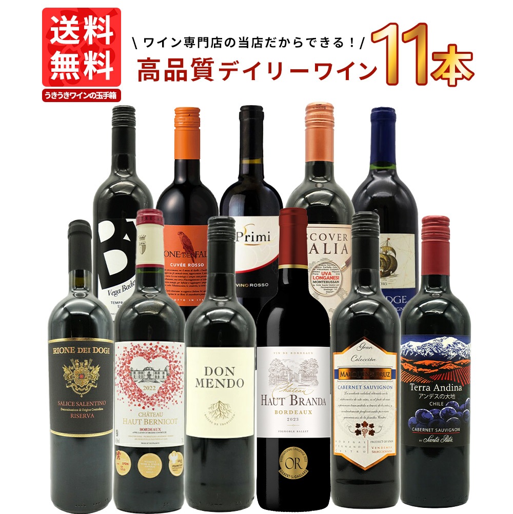 【送料無料】ワインセット 1本 たったの710円(税込) 5大銘醸地入り 世界 選りすぐり 辛口 赤ワイン 11本 セット