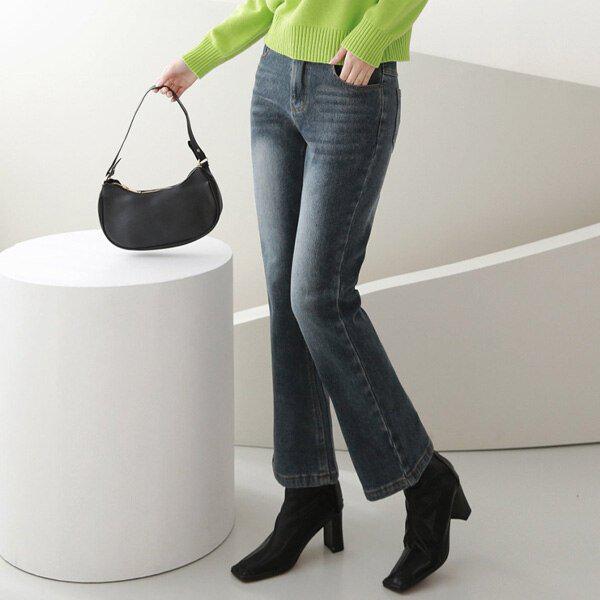 (CC)KW-86B起毛スパンブラックバイオサンドウォッシングブーツカット