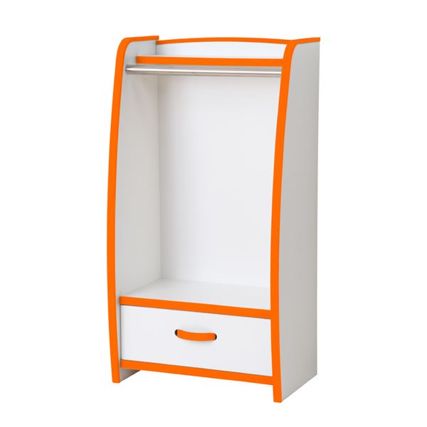 子供用 ハンガーラック/衣類収納 幅48cm オレンジ 日本製 高耐久 引き出し付き 知育家具 EVAキッズシリーズ 完成品