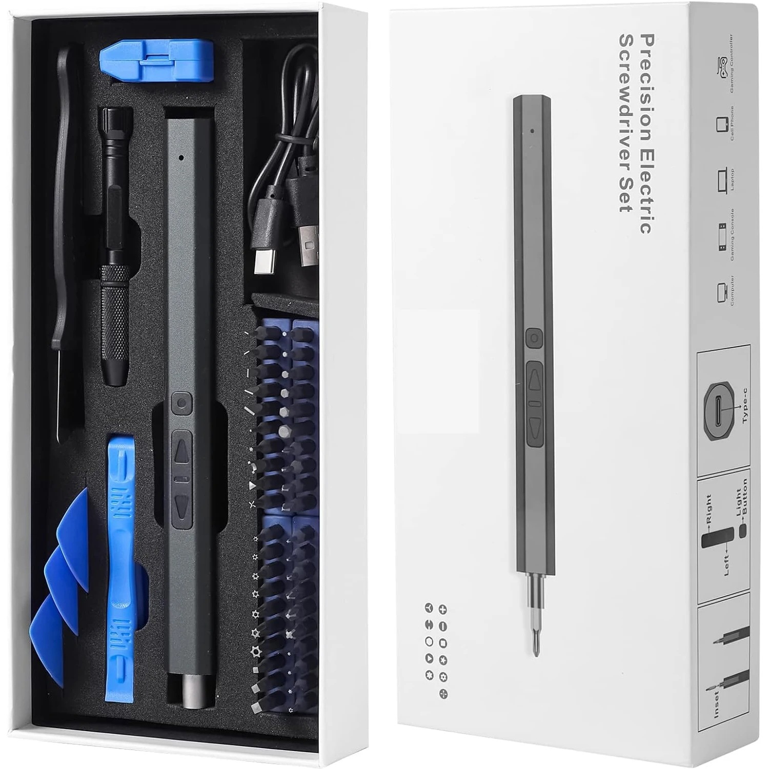 コードレス電動ドライバーセット,精密電動工具,磁気ネジ,急速充電,修理キット,12インチ,39 in 1, 50 in 1 - 1420