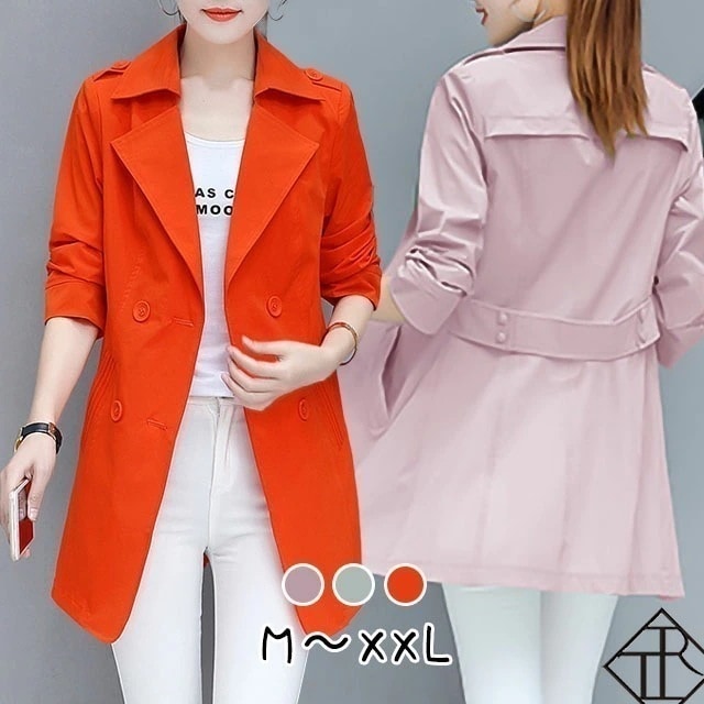 【即納】トレンチコート レディース アウター ショート丈 上着 コート トレンチ スプリングコート 大きいサイズ 体型カバー 春 秋冬 長袖 オータムコート タイト 華奢見え 通勤 オフィス お呼ばれ