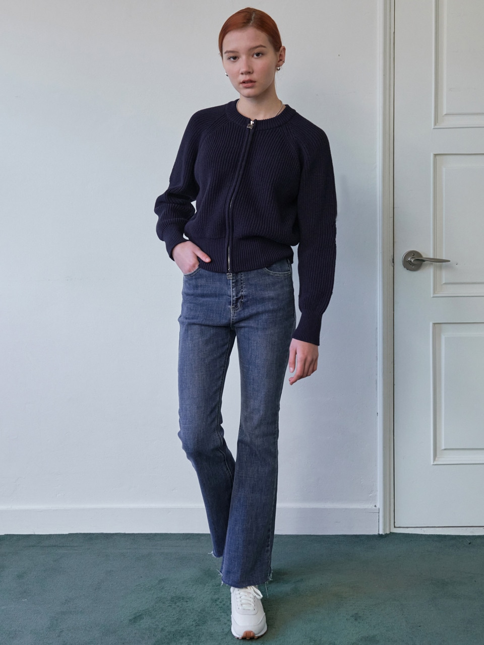 LOSSYROW ロッシー ブルー ウォッシュド ブーツカット デニム パンツ