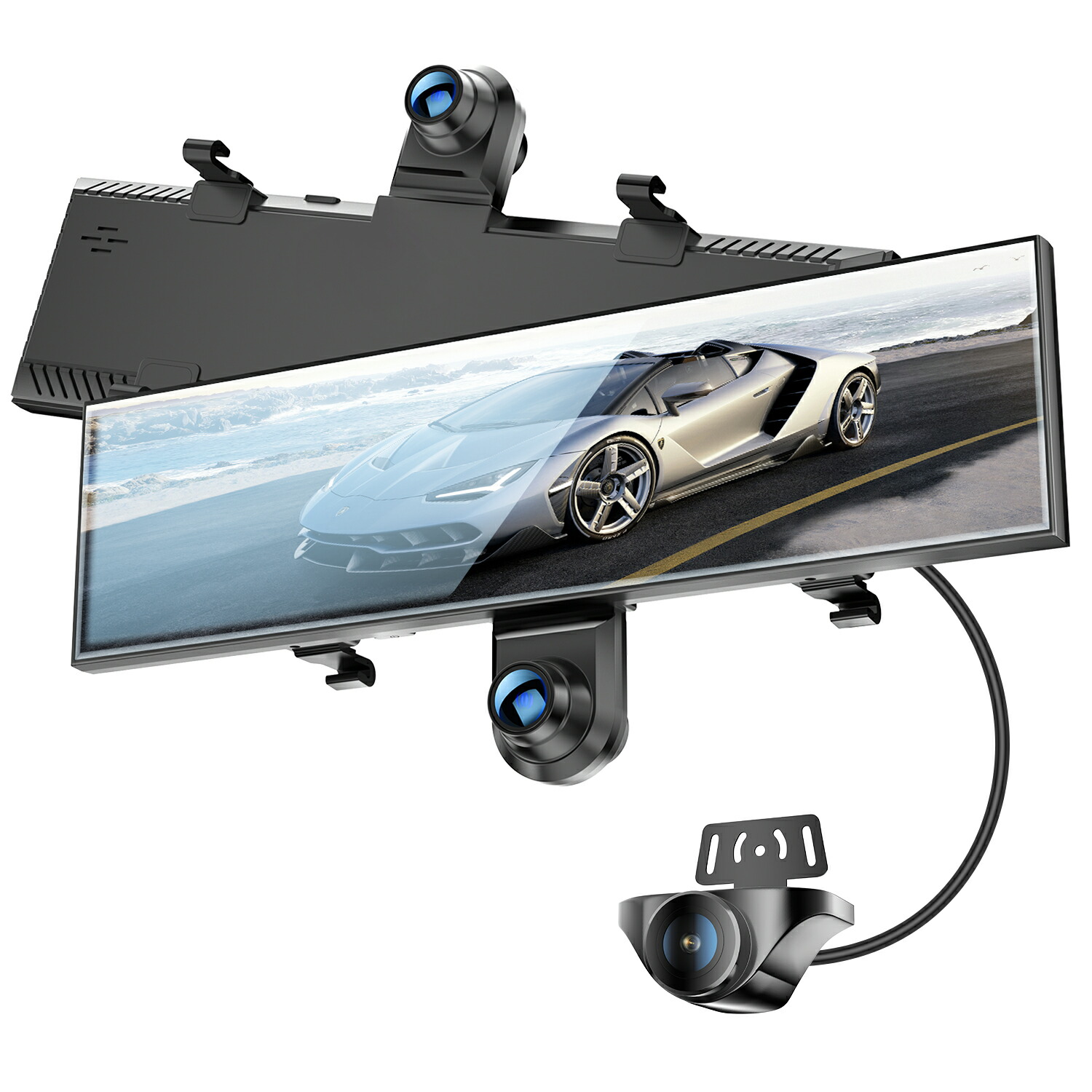 最新型 ドライブレコーダー ミラー型 全方位720 ドラレコ 高精細 前後 全方位720 4K ドラレコ GPS搭載 STARVIS タッチパネル HDR搭載 Gセンサー 衝撃感知 東西日本信号