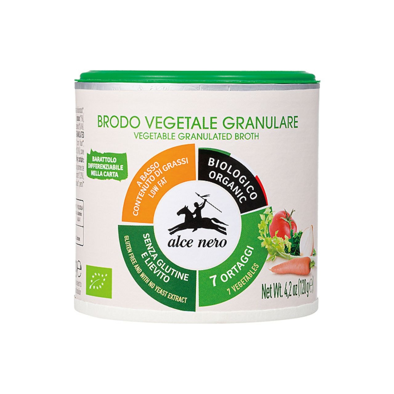 アルチェネロ 有機野菜ブイヨン パウダータイプ 120g 6個 化学調味料 酵母エキス 保存料 着色料 香料 無添加 日仏貿易 有機JAS 有機 野菜 ブイヨン 顆粒 EU