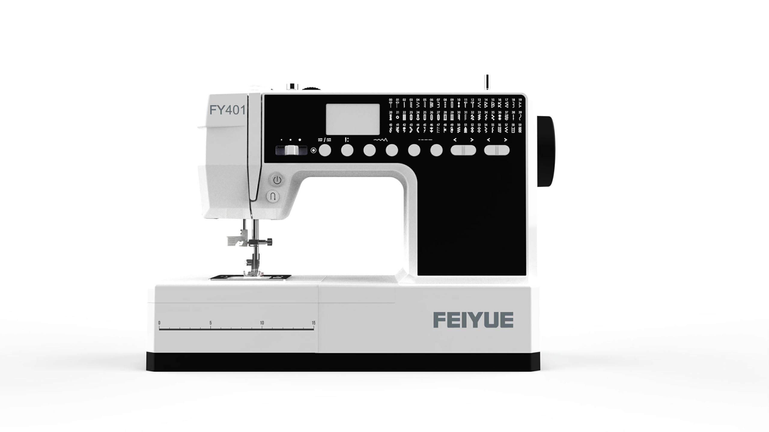 FEIYUE フェイユー FY401 100V~240V海外でもそのまま使用可能 家庭用コンピューターミシン 模様60種類 パワフルステッピングモーター3台搭載 自動針穴糸通し 7枚歯長方形送り 水平