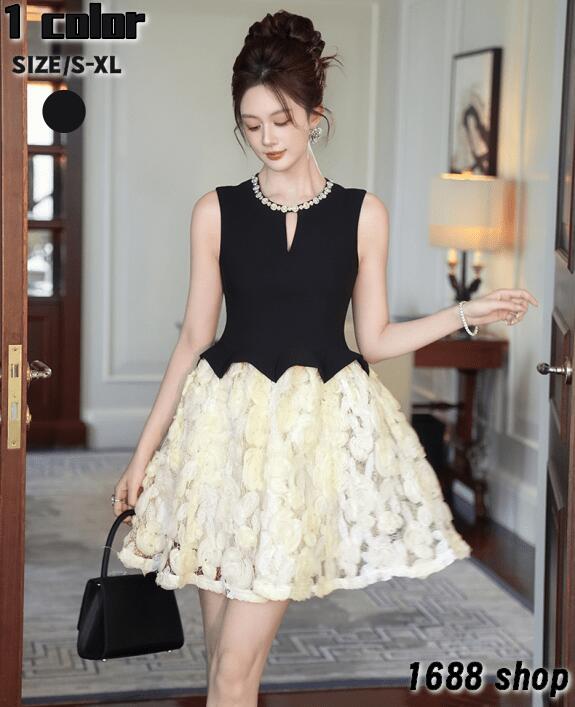 人気爆発2025 ワンピース Aライン ミニ 姫系ワンピース　花柄　ワンピース インポート ひざ丈 ミドル丈 エレガント　韓国ファッション シンプル Vネック パーティドレス 袖あり　お嬢様 セクシー