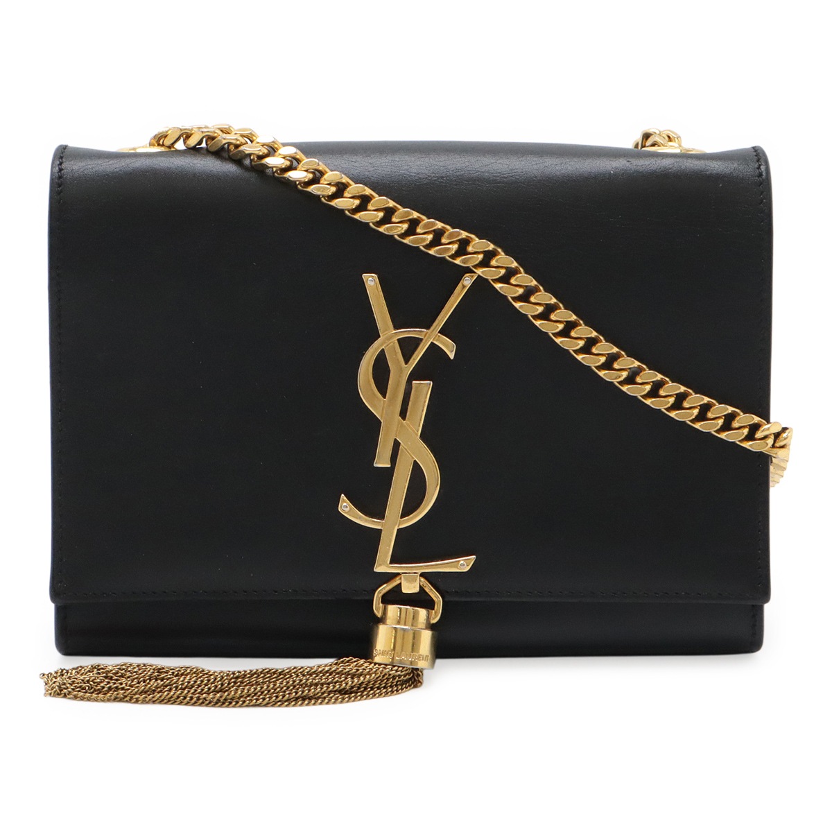YSL イブサンローラン ケイト モノグラム チェーンショルダーバッグ ポシェット レザー ブラック 35411