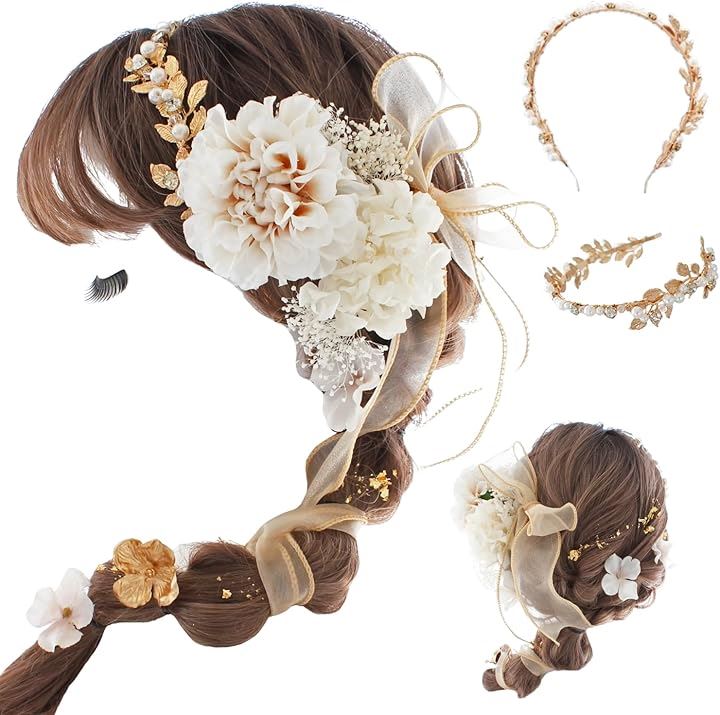 成人式・卒業式にぴったりの華やか髪飾り (ベージュ［2600］, Free)