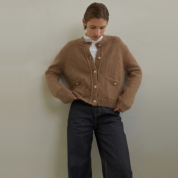 (JK-2901)Wool alpaca overfit knit jacket