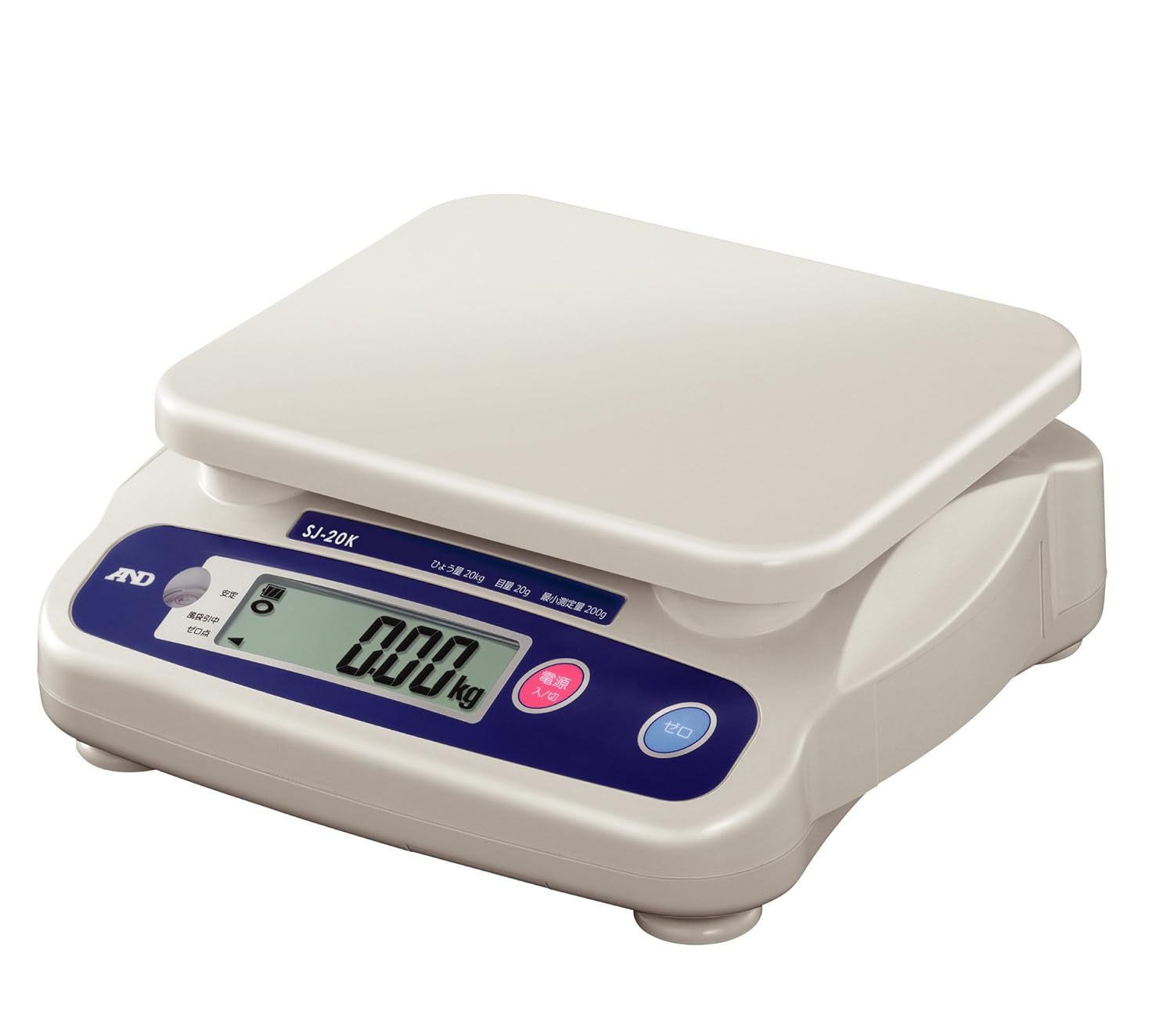 A&D 取引証明用 デジタルはかり SJ-20K ひょう量:20kg 最小表示:0.02kg 使用範囲:0.2~20kg 皿寸法:230 W *190 D mm 検定付:使用地区制限なし