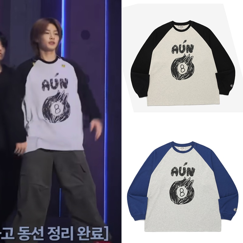 [Stray Kids アイエン着用] TIMCOMIX 8ボールクレヨンラグランロングスリーブ ブラック