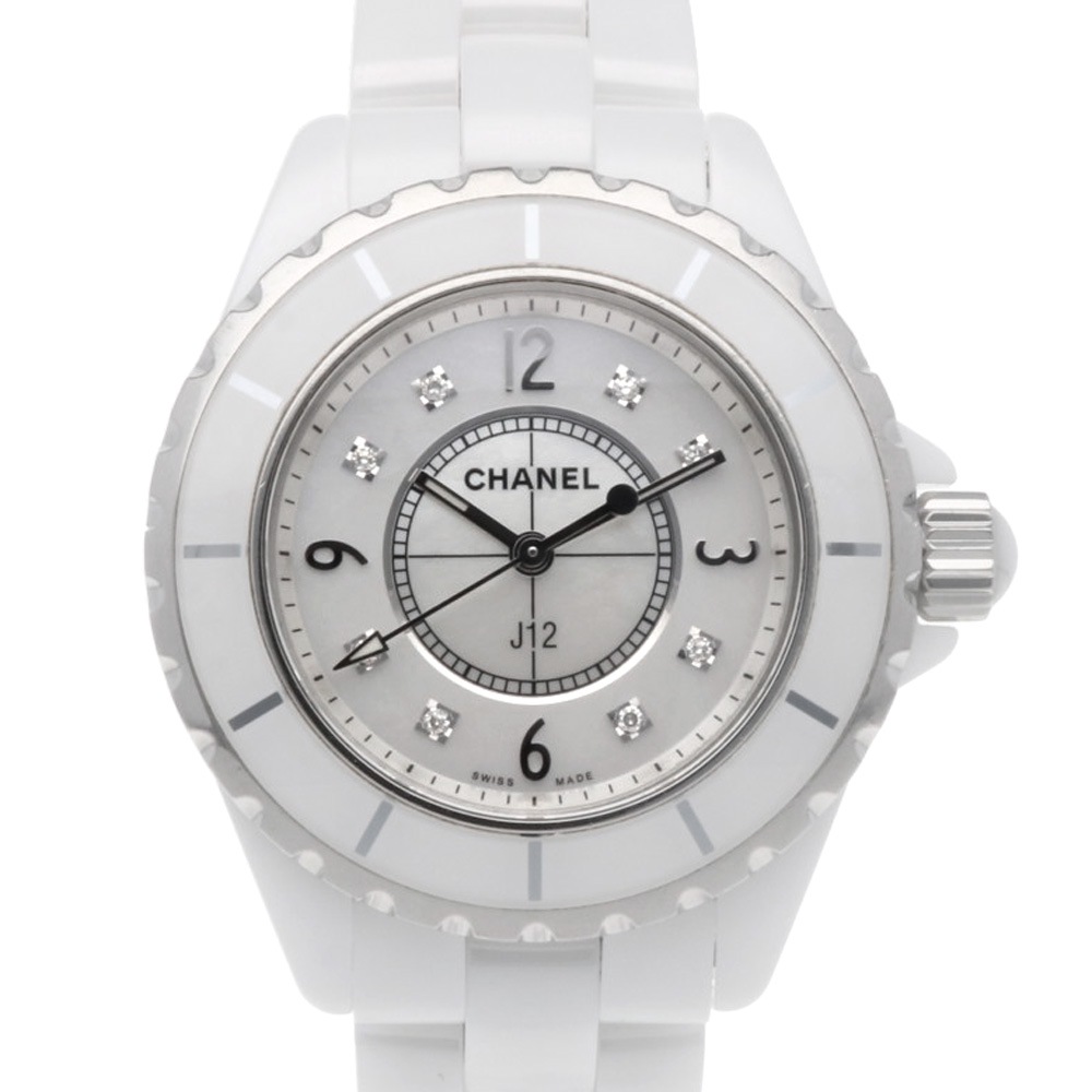 シャネル J12 腕時計 ホワイトセラミック クオーツ 1年保証 CHANEL 中古