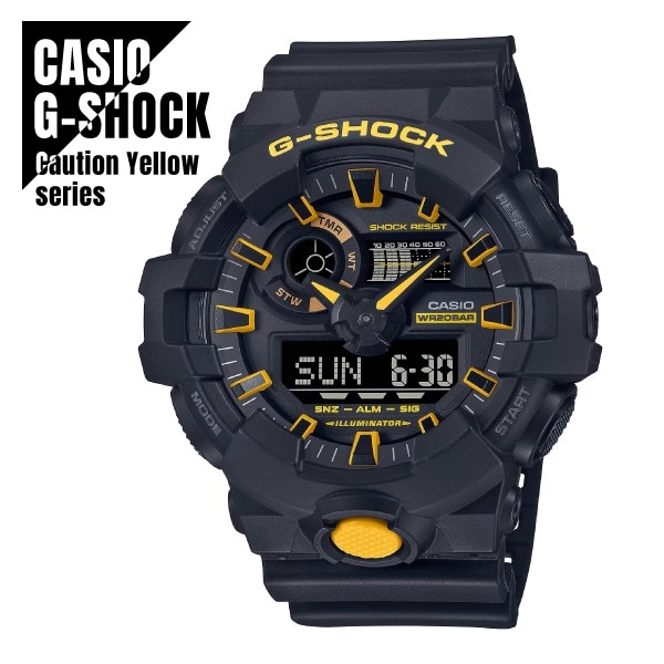 【即納】 CASIO カシオ G-SHOCK ジーショック Caution Yellowシリーズ ブラック／イエロー GA-700CY-1A 腕時計 メンズ 10,625円