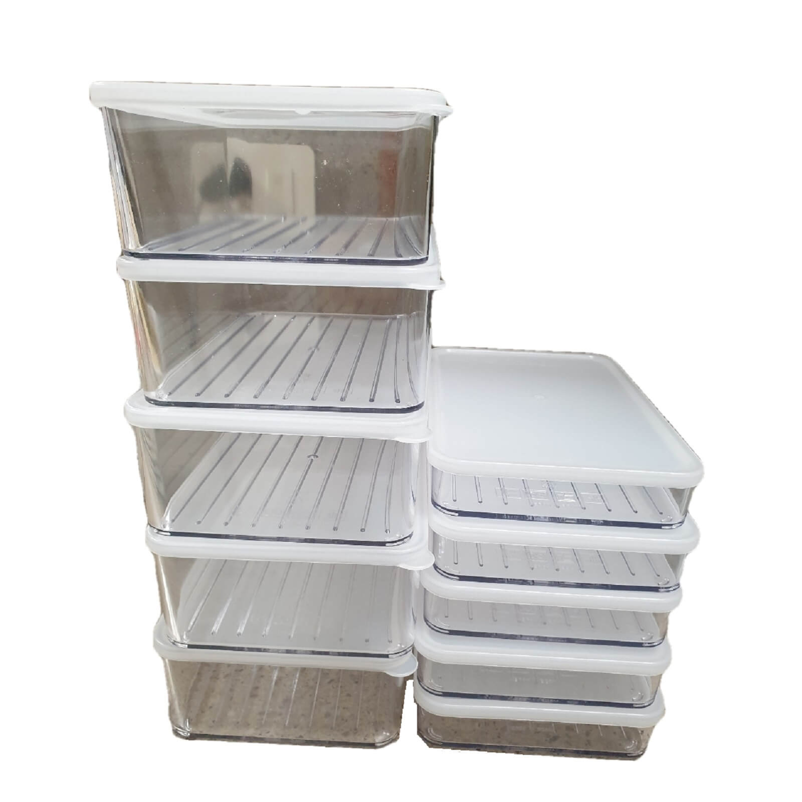 冷蔵庫食品保存容器韓国収納コンテナー (深い2号5個+平たい2号5個)