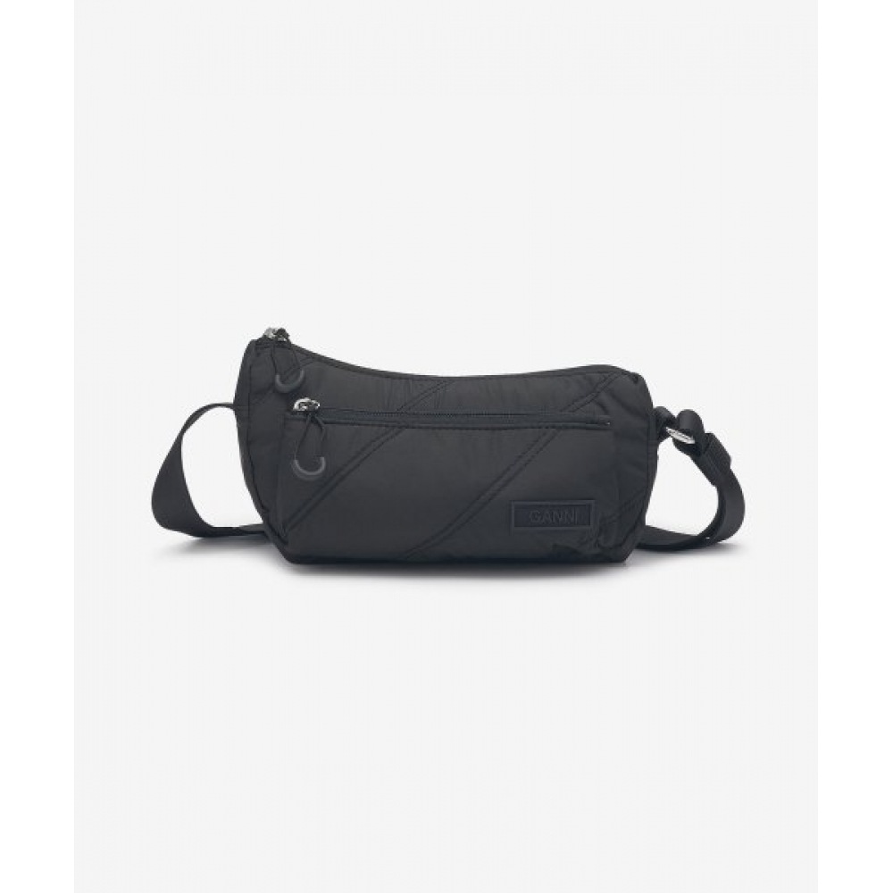 GANNI 女性用キルトリサイクルテックスモールバゲットショルダーバッグ-ブラック/A4646099 12,359円