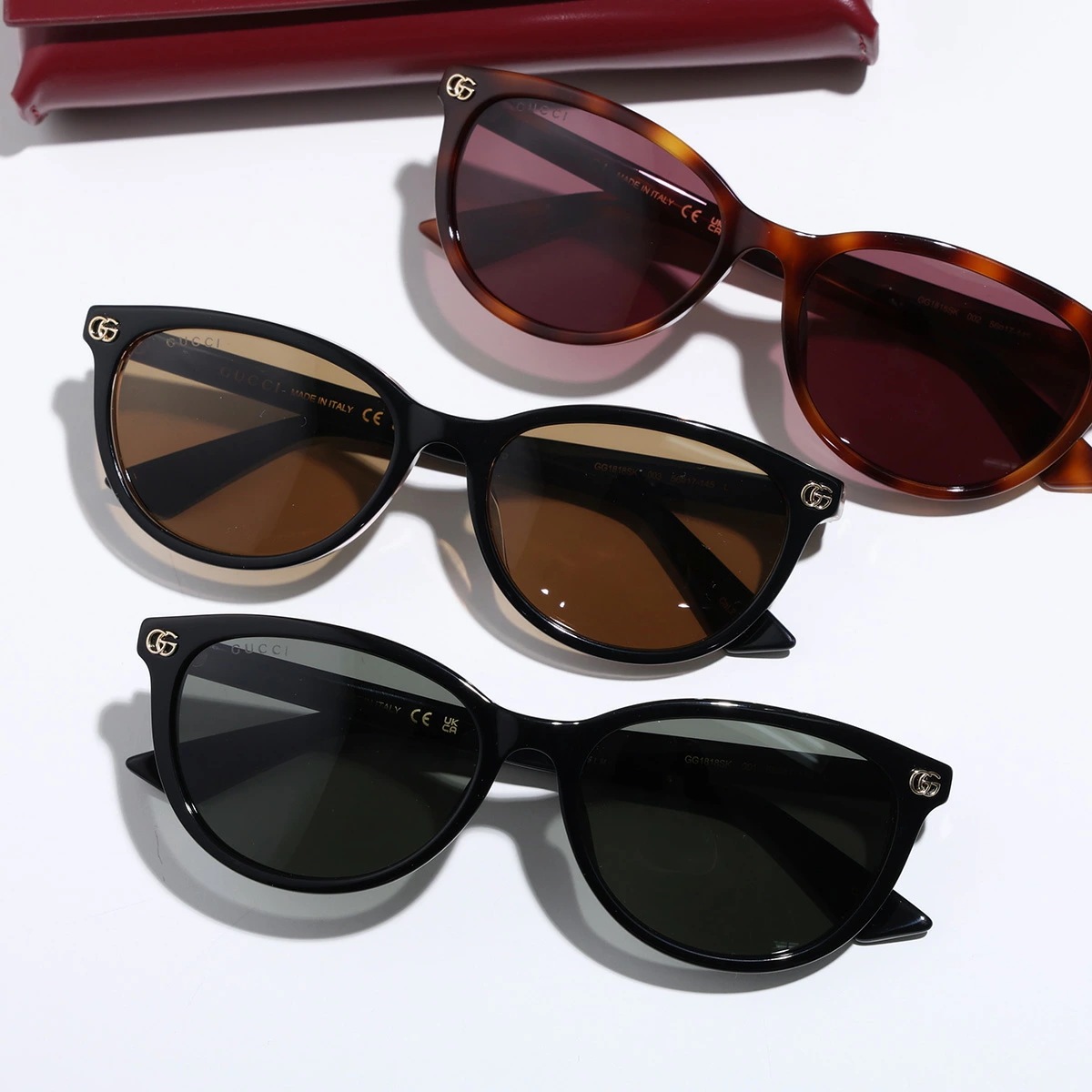 GUCCI グッチ サングラス GG1818SK レディース ウェリントン型 フルリム セルフレーム ダブルG アジアンフィット アイウェア カラー3色