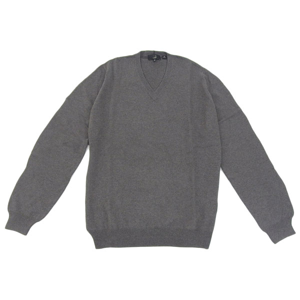 ダンヒル セーター Vネック ニット メンズ S/M/L/XLサイズ カシミヤ100% チャコールグレー DUNHILL SK0200F