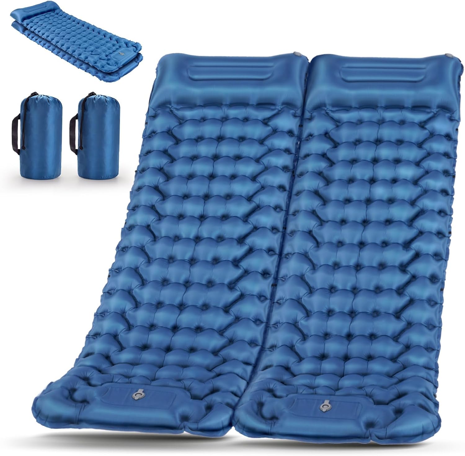 キャンプ エアーマット 2枚セット 【10cm厚さ寝心地良い】 足踏み式 枕付き 収納袋付き 車中泊マット 無限連結可能 コンパクト 折り畳み式 エアマット キャンプ 災害用マット キャンプ用品 5,507円