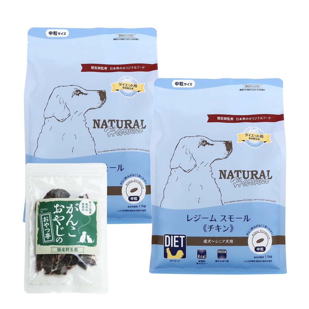 レジームスモール チキン 1.1kg×2袋【国産鹿肉ジャーキー(お試しサイズ)付き】 5,614円