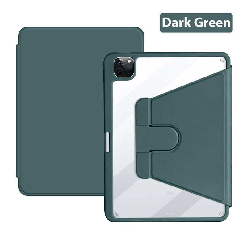 IPad AirPro 2021世代用ケース,12.9 回転シェル,Mini 6 2020 10.2 360世代, Dark Green Pro 11 2021
