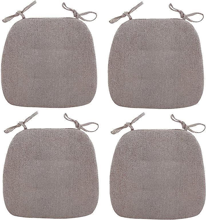 いす用 チェアクッション 4枚セット 椅子 クッション座布団 食卓 事務 チェアー ひも付き 馬蹄形(ブラウン)